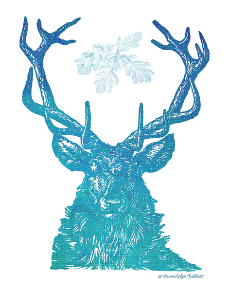 Indigo & Teal Deer I