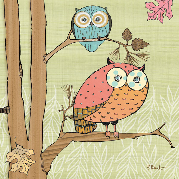 Pastel Owls I