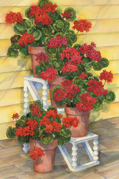 Spindle Shelf Geraniums