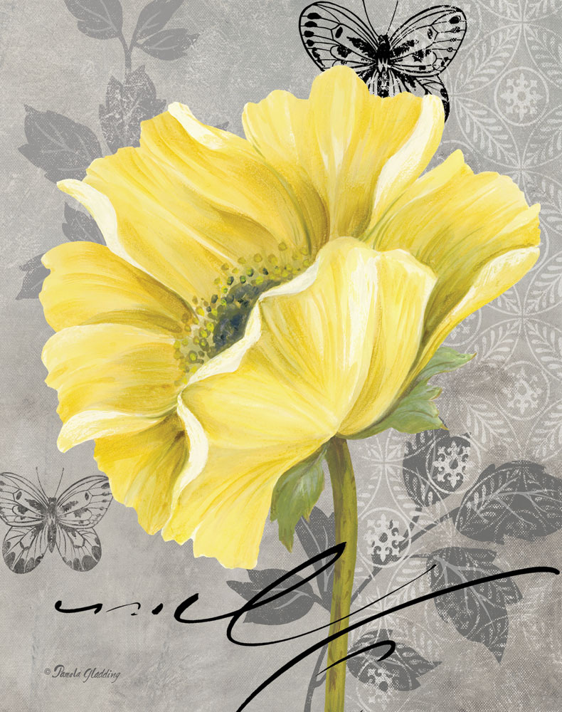 Gray & Yellow Poppies II